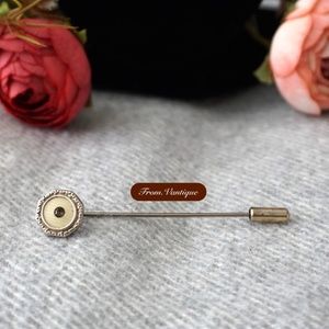 👔 VINTAGE Men / Women Octagon Silver Rim Brooch / Scarf / Hat / Suit Pin 🧷